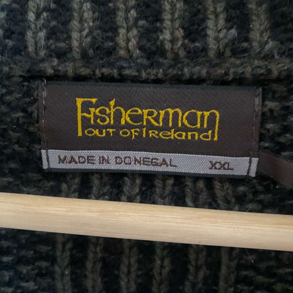 Fisherman Out Of Ireland Ribbed Sweater Men XXL Brown Virgin Wool Donegal - Picture 4 of 12